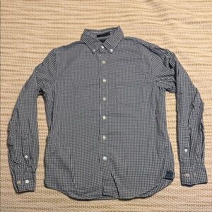 Banana Republic Navy and White Checkered Shirt Men’s Small Untucked Slim Fit